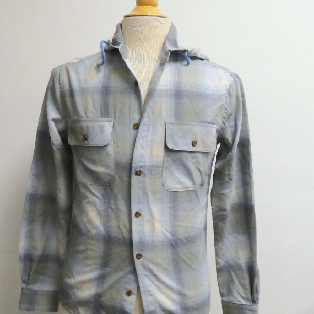 Pendleton Blue Plaid Hooded Wool Utility Shirt Ja… - image 2